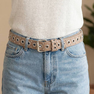Studs And Grommet Vegan Leather Belt: SKA - The Red Thread Boutique