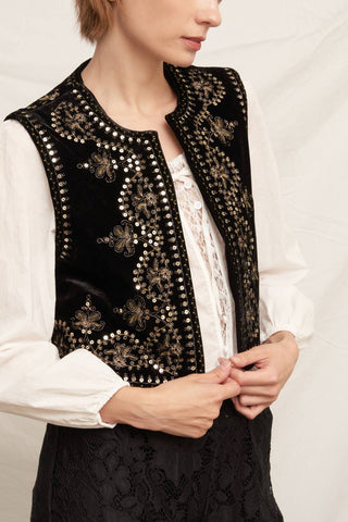 Embroidered Sequin Velvet Vest *final sale