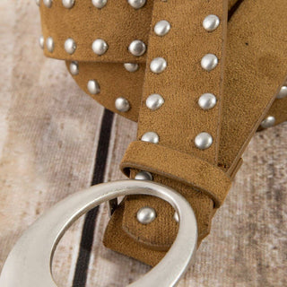 Double Studded Trim Vegan Leather Belt: SBR - The Red Thread Boutique