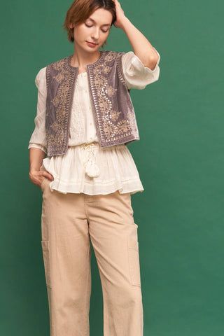 Embroidered Sequin Velvet Vest *final sale