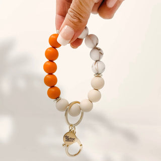 Hands-Free Silicone Beaded Keychain Wristlet - Pumpkin Spice