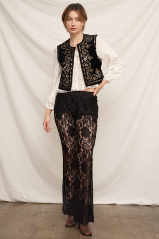 Embroidered Sequin Velvet Vest *final sale