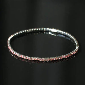 Elastic Rhinestone Bracelets: Rose Red