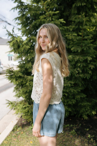 Ellery Crochet Vest, Cream *final sale* - The Red Thread Boutique