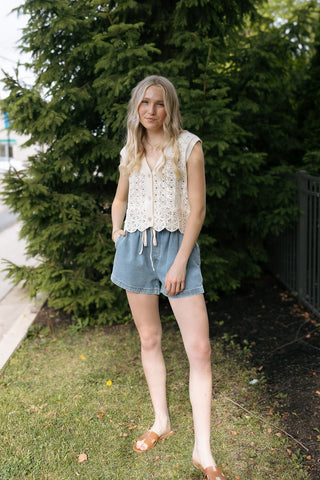 Ellery Crochet Vest, Cream *final sale* - The Red Thread Boutique