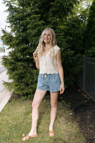 Ellery Crochet Vest, Cream *final sale* - The Red Thread Boutique