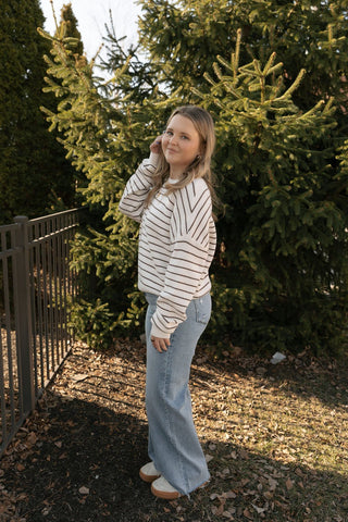 Ely Sweater, Ivory/Brown - The Red Thread Boutique