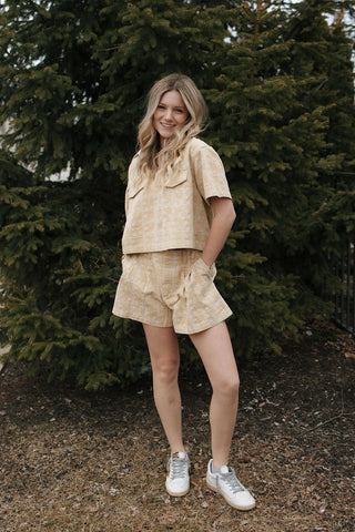 Embroidered Floral Top, Mustard - The Red Thread Boutique