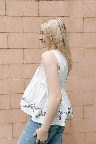 Embroidered Peplum Tank *final sale - The Red Thread Boutique