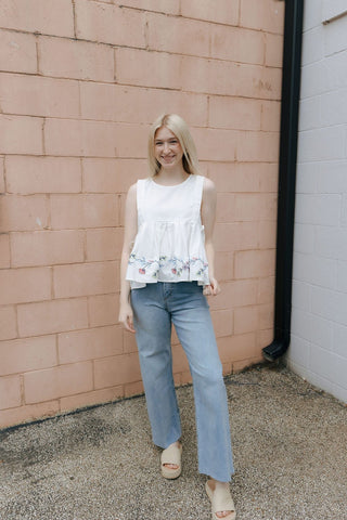 Embroidered Peplum Tank *final sale - The Red Thread Boutique