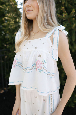 Embroidered Tank/Pants Set *final sale - The Red Thread Boutique