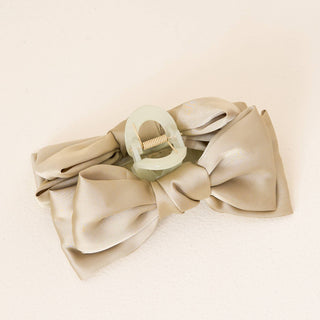 Satin Bow Claw Clip- Green