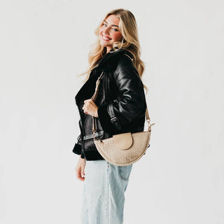 Selena Suede Flap Crossbody: Oat