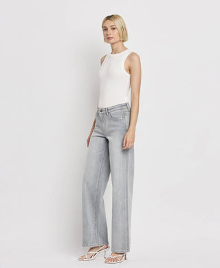 F5651 High Rise Wide Leg, Gray Jeans - The Red Thread Boutique