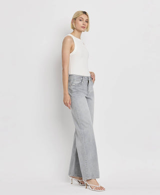 F5651 High Rise Wide Leg, Gray Jeans - The Red Thread Boutique