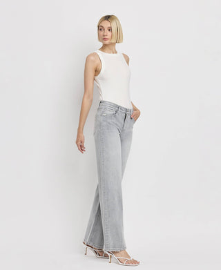 F5651 High Rise Wide Leg, Gray Jeans - The Red Thread Boutique