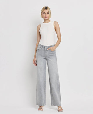 F5651 High Rise Wide Leg, Gray Jeans - The Red Thread Boutique