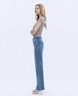 Fray Hem Slim Wide Jeans