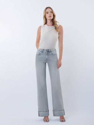 F9054GY Cuffed Gray Denim - The Red Thread Boutique