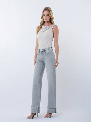 F9054GY Cuffed Gray Denim - The Red Thread Boutique