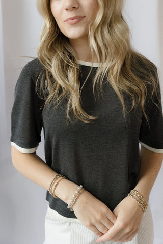 Faye Layered Top, Charcoal - The Red Thread Boutique