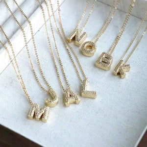 Rhinestone Letter Necklace: A