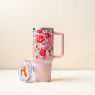 40 oz Lifestyle Flip Straw Tumbler-Rose Garden