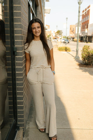 Find Your Soft Stripe Pants, Cream Mocha *final sale - The Red Thread Boutique