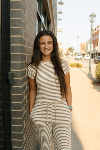 Find Your Soft Stripe Pants, Cream Mocha *final sale - The Red Thread Boutique