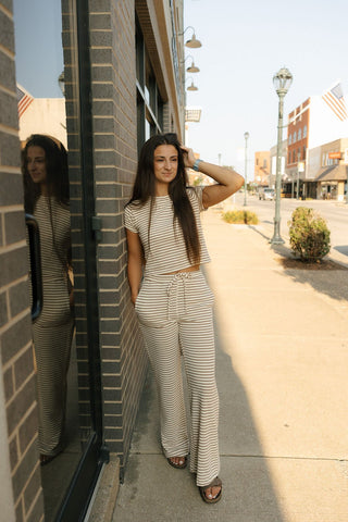 Find Your Soft Stripe Pants, Cream Mocha *final sale - The Red Thread Boutique