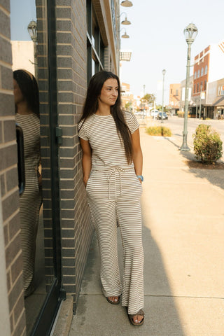 Find Your Soft Stripe Pants, Cream Mocha *final sale - The Red Thread Boutique