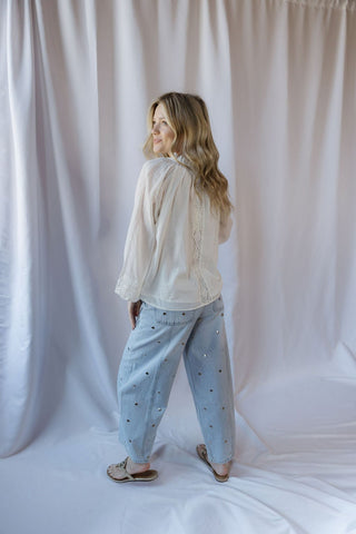 Finley Studded Jeans, Light Denim - The Red Thread Boutique