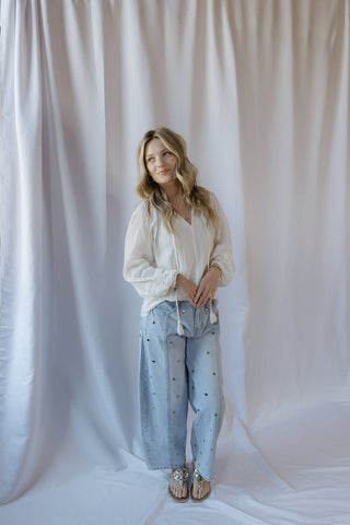 Finley Studded Jeans, Light Denim - The Red Thread Boutique