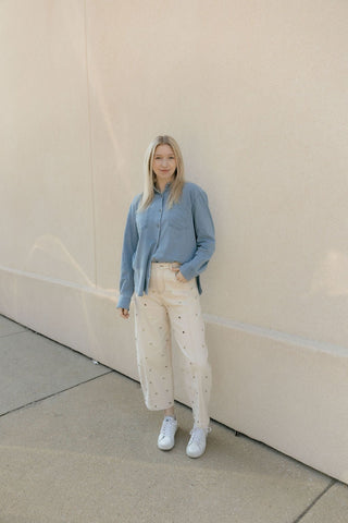 Finley Studded Jeans, White - The Red Thread Boutique