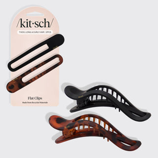 Flat Lay Claw Clip 2pc Curved - Black & Tort - The Red Thread Boutique