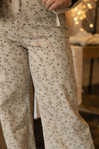 Floral Pants, Stone/Brown *final sale - The Red Thread Boutique