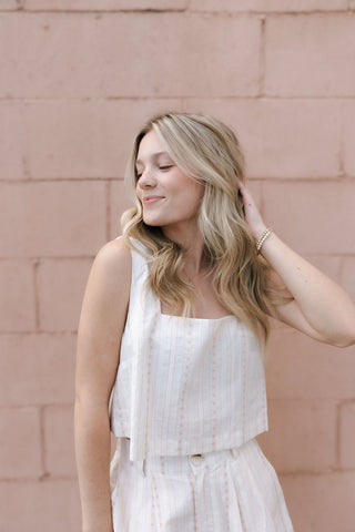 Floral Square Neck Set, Lt Taupe *final sale - The Red Thread Boutique