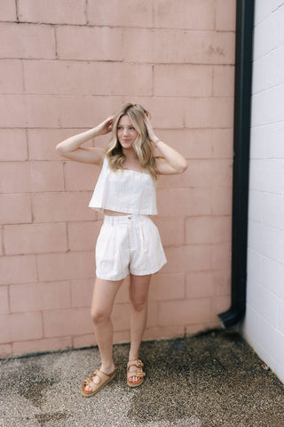 Floral Square Neck Set, Lt Taupe *final sale - The Red Thread Boutique