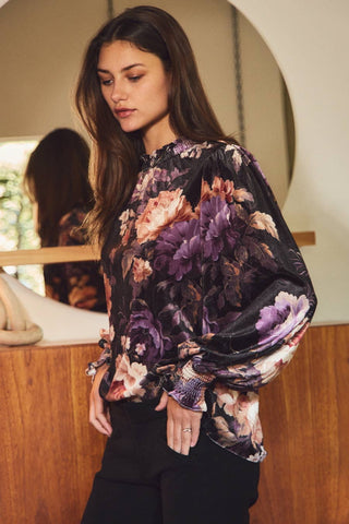 Floral Velvet Top *final sale - The Red Thread Boutique