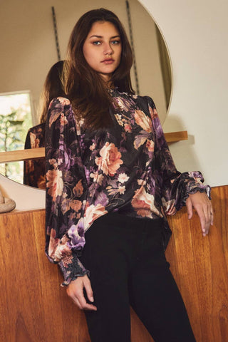 Floral Velvet Top *final sale - The Red Thread Boutique