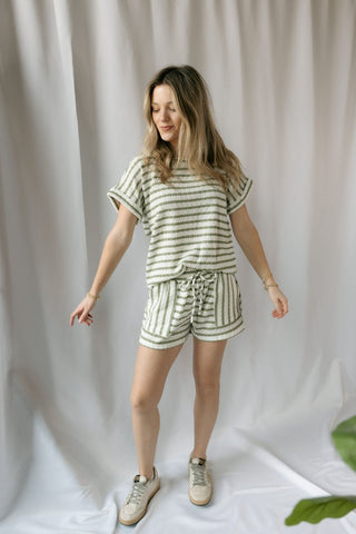 Florence Stripe Top, Olive - The Red Thread Boutique
