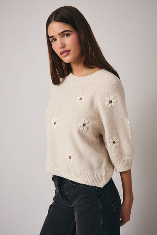 Flower SS sweater - The Red Thread Boutique
