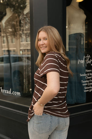 Foundation Stripe Tee, Sandalwood by Z Supply *final sale* - The Red Thread Boutique