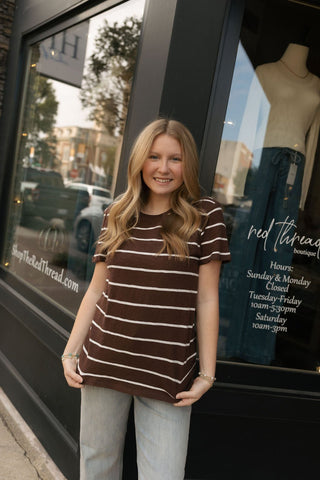 Foundation Stripe Tee, Sandalwood by Z Supply *final sale* - The Red Thread Boutique
