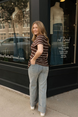 Foundation Stripe Tee, Sandalwood by Z Supply *final sale* - The Red Thread Boutique