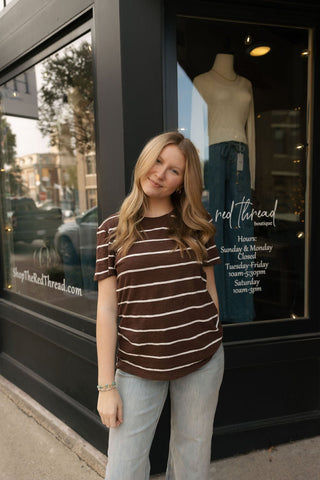 Foundation Stripe Tee, Sandalwood by Z Supply *final sale* - The Red Thread Boutique