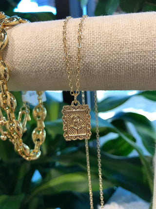 Framed rose necklace: 2” - The Red Thread Boutique