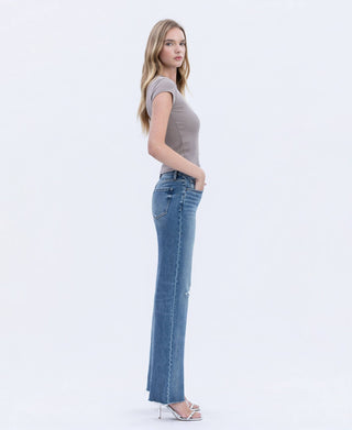 Fray Hem Slim Wide Jeans - The Red Thread Boutique