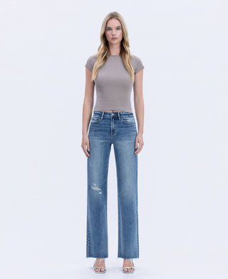 Fray Hem Slim Wide Jeans - The Red Thread Boutique