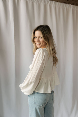 Freya Eyelet Tie Top, White - The Red Thread Boutique